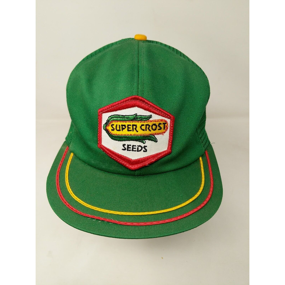 Snapback Super Crost Seeds Patch Hat K-Products Farmer Cap Made in USA Corn VTG